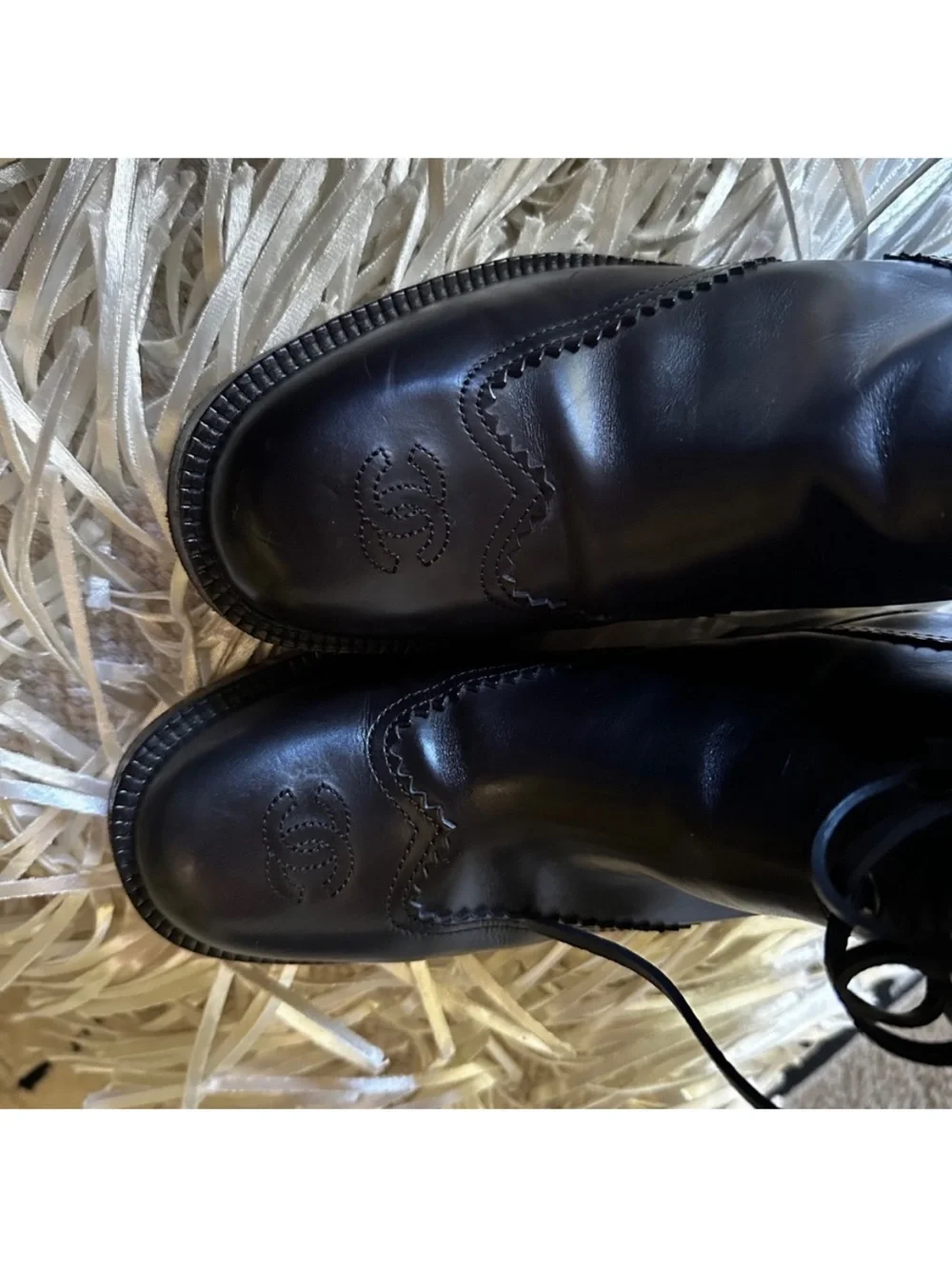 Chanel Tweed Leather Oxford Boots